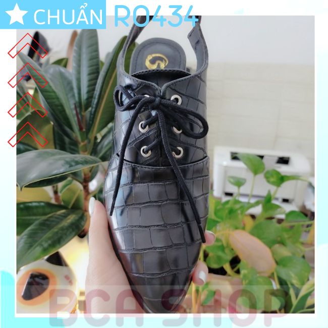 Giày bốt nữ cổ thấp 4p RO434 ROSATA tại BCASHOP kiểu sandal, phối thun ở quai hậu và cột dây phía trước - màu đen