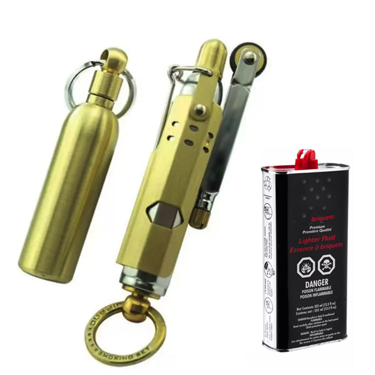 Combo Bật lửa xăng đá kiêm móc khóa JF- 027 Mang Đậm Phong Cách + Tặng Bình Xăng Chuyên Dụng Cho Bật Lửa