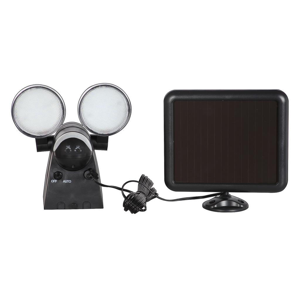 120 LED Solar Double Head Body Sensor Lamp Black