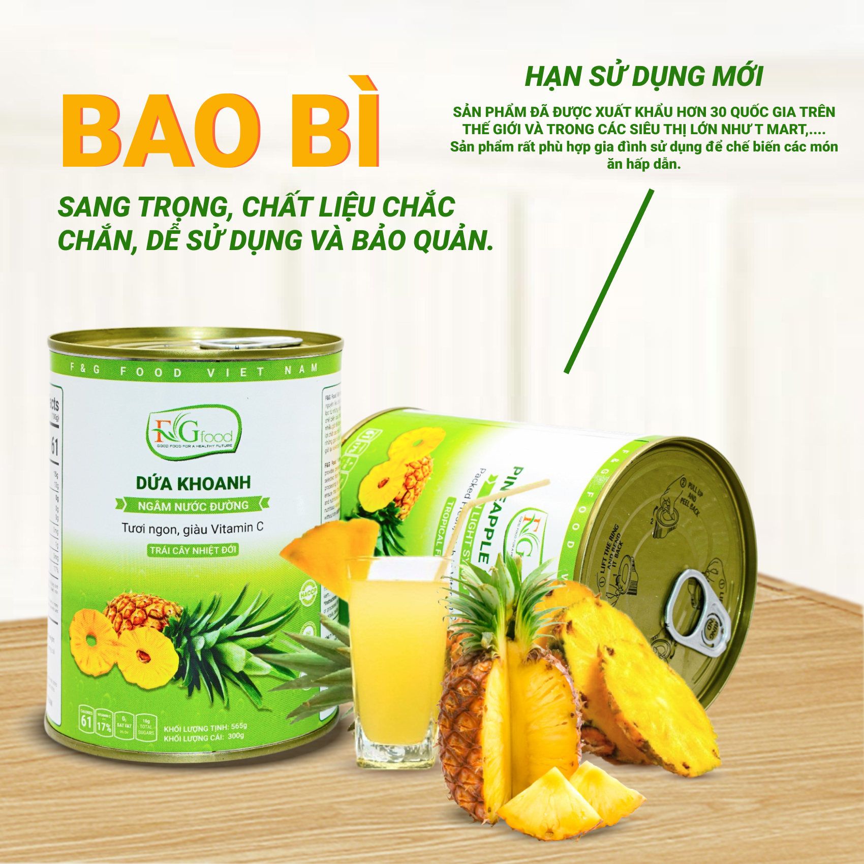 Dứa Khoanh Ngâm Nước Đường F&amp;G Loại 1 - Lon 565gr