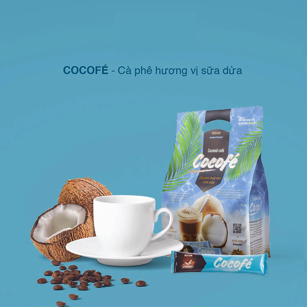 Cà phê hòa tan Sữa Dừa - Instant Delight Cocofé  (480g/túi 30gói)  Rexsun