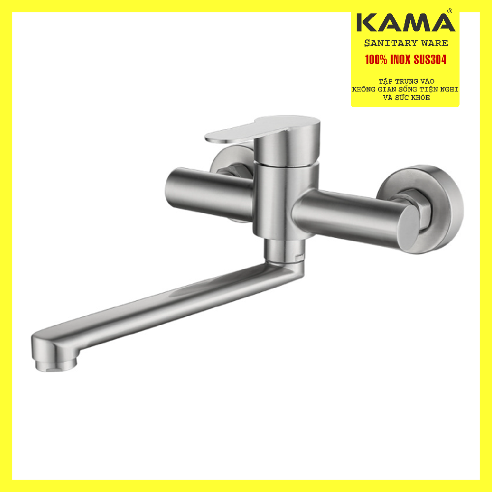 Vòi Rửa Chén Bát Gắn Tường Nóng Lạnh KAMA RC16 100% Inox 304, Vòi Nước Rửa Chén Âm Tường Chính Hãng Không Chì, Không Gỉ sét.