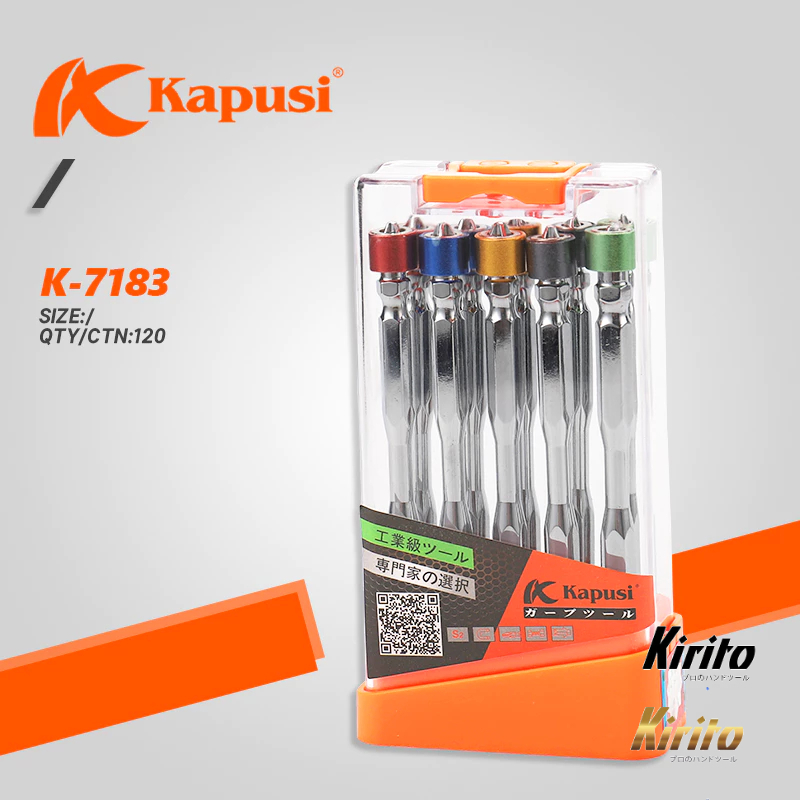 10 Mũi vít Kapusi, PH2 siêu bền, mũi bắt vít 2 đầu 4 cạnh bake nam châm từ siêu cứng k7183