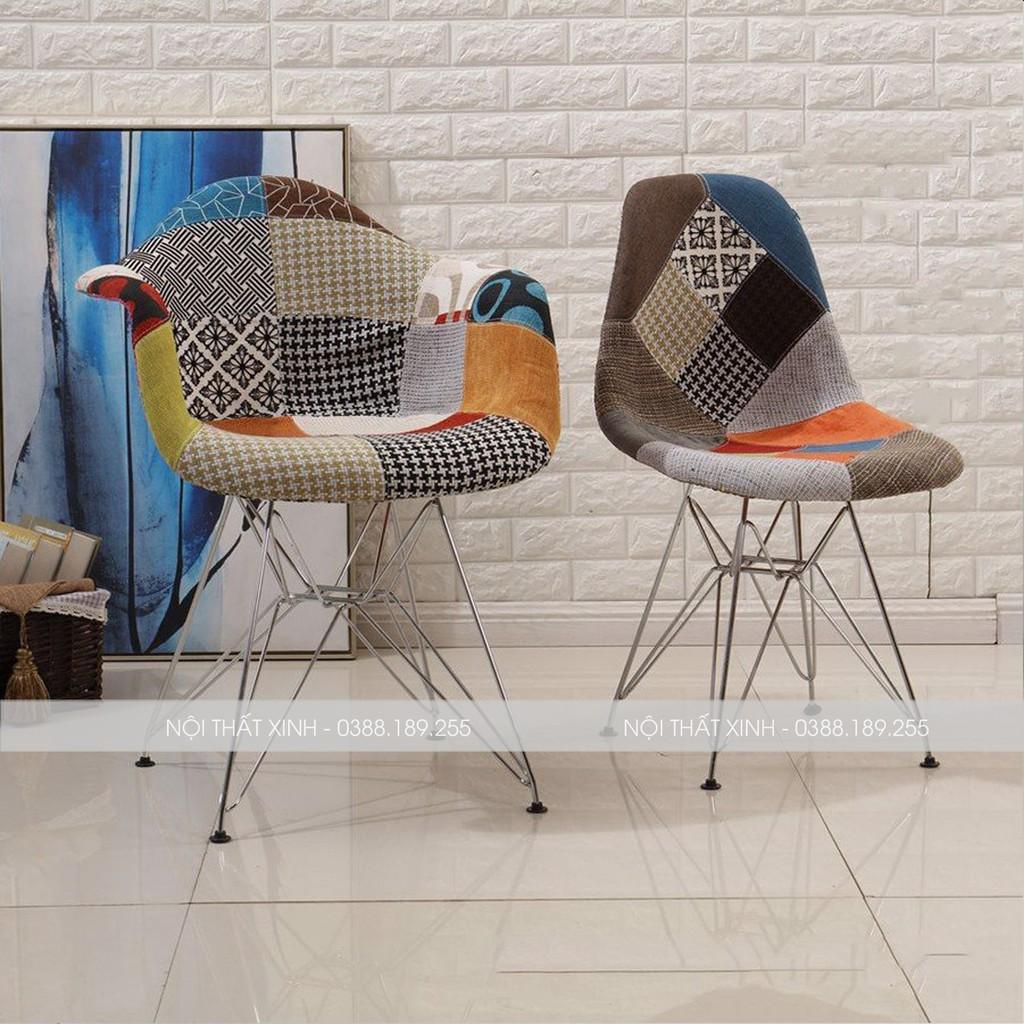 Ghế Eames thổ cẩm chân thép