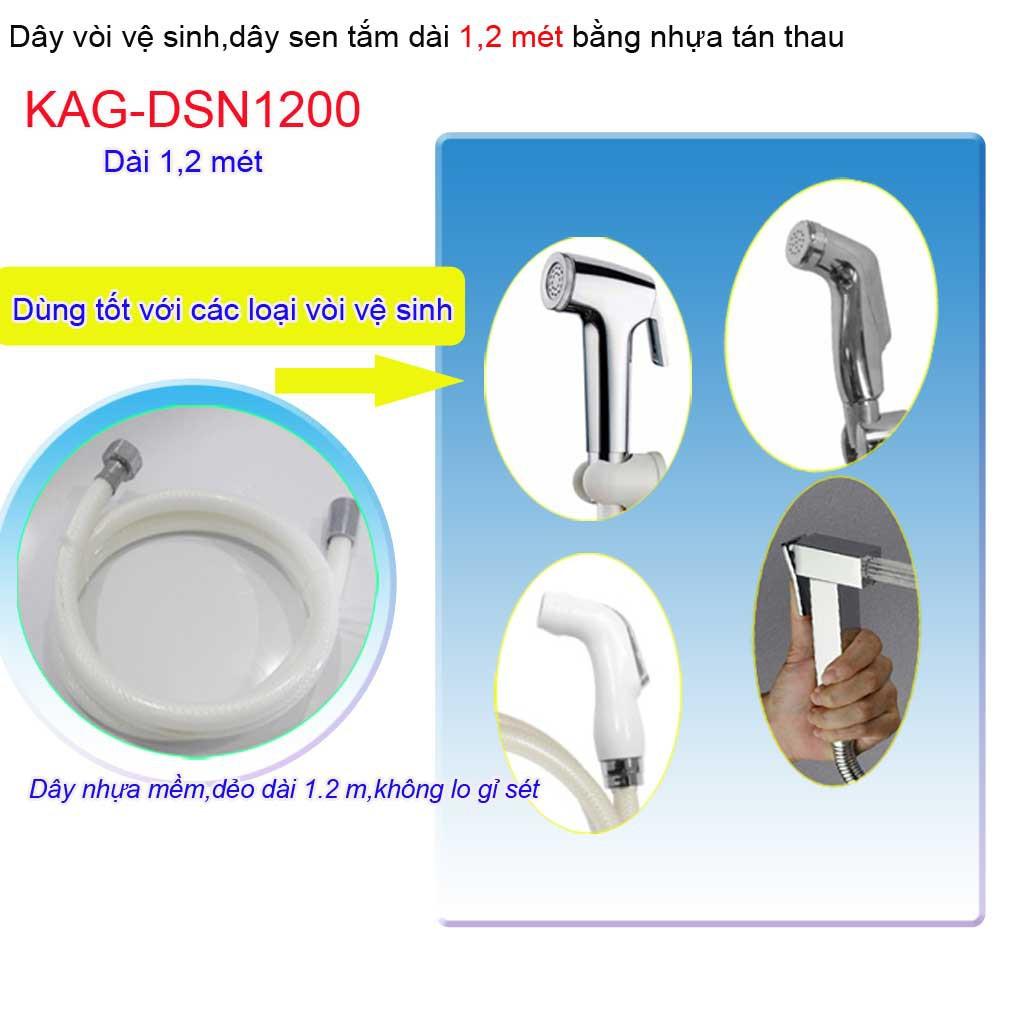 Dây sen cao cấp, dây vòi tắm hoa sen 1.2m, dây vòi xịt vệ sinh bằng nhựa KAG-DSN1200