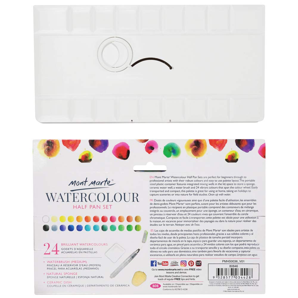 WATER COLOUR HALF PAN SET 24M MONT MARTE