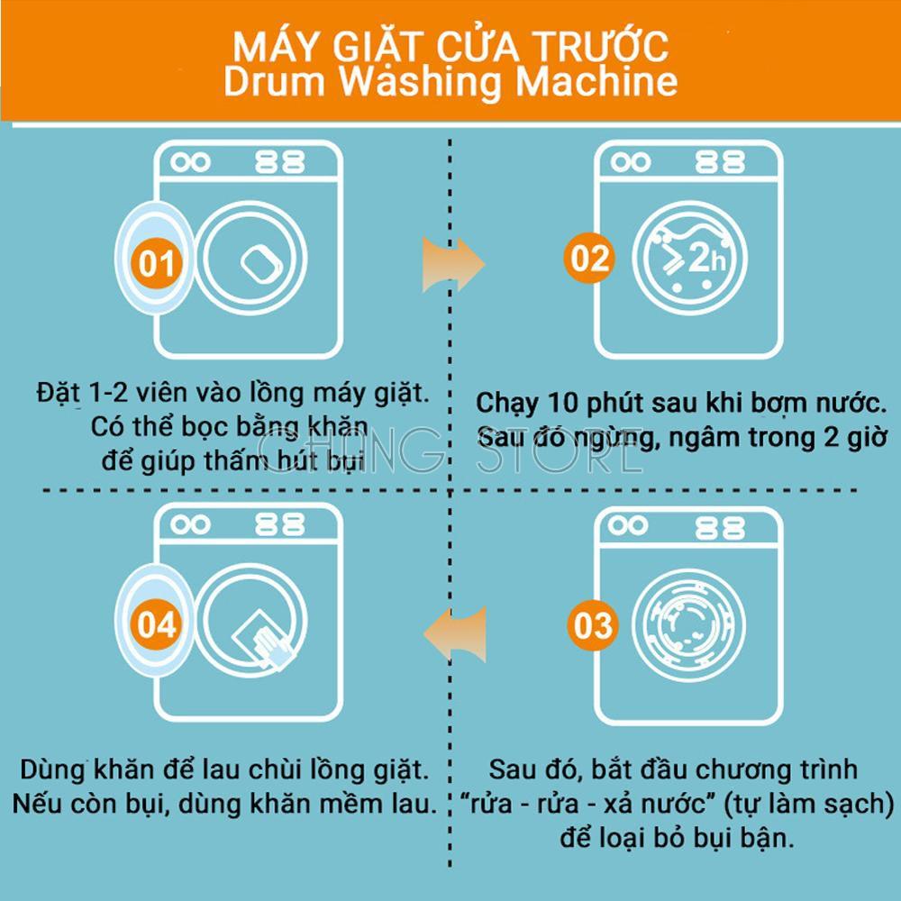 Hộp 12 viên tẩy vệ sinh lồng máy giặt diệt khuẩn, khử mùi, tẩy chất cặn hiệu quả