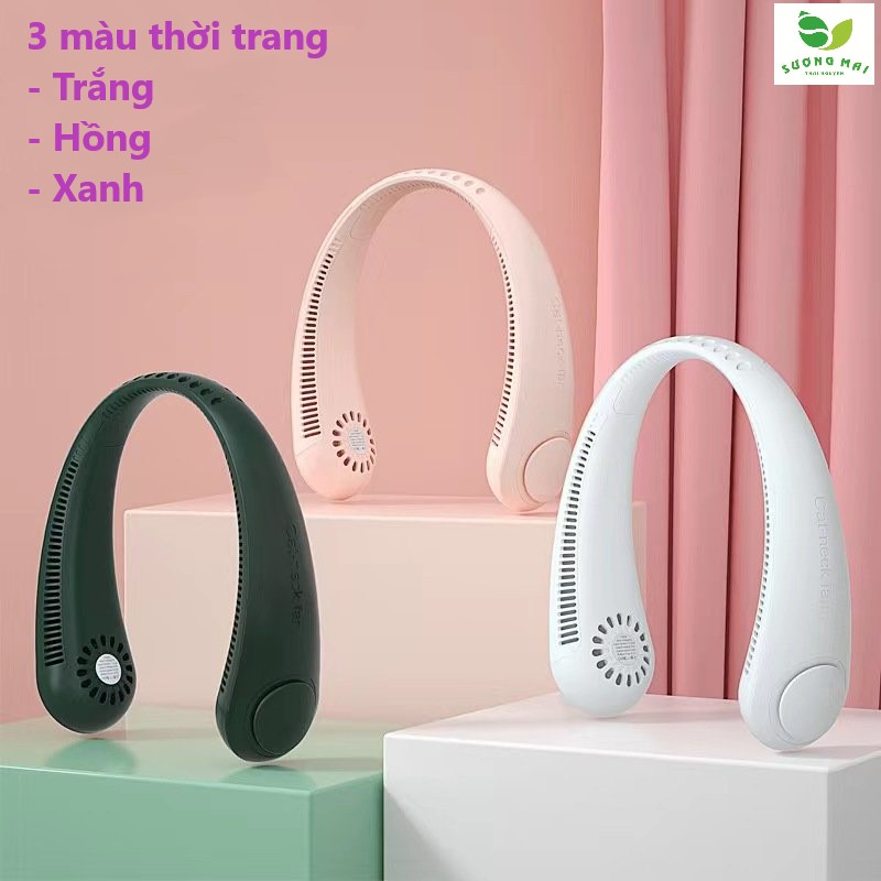 Quạt Mini Đeo Cổ 2 Cánh Quạt 2 Bên Phù Hợp Với Tài Xế Công Nghệ, Người Tập Thể Thao Hoặc Thường Xuyên Phải Ra Ngoài - Giao màu ngẫu nhiên