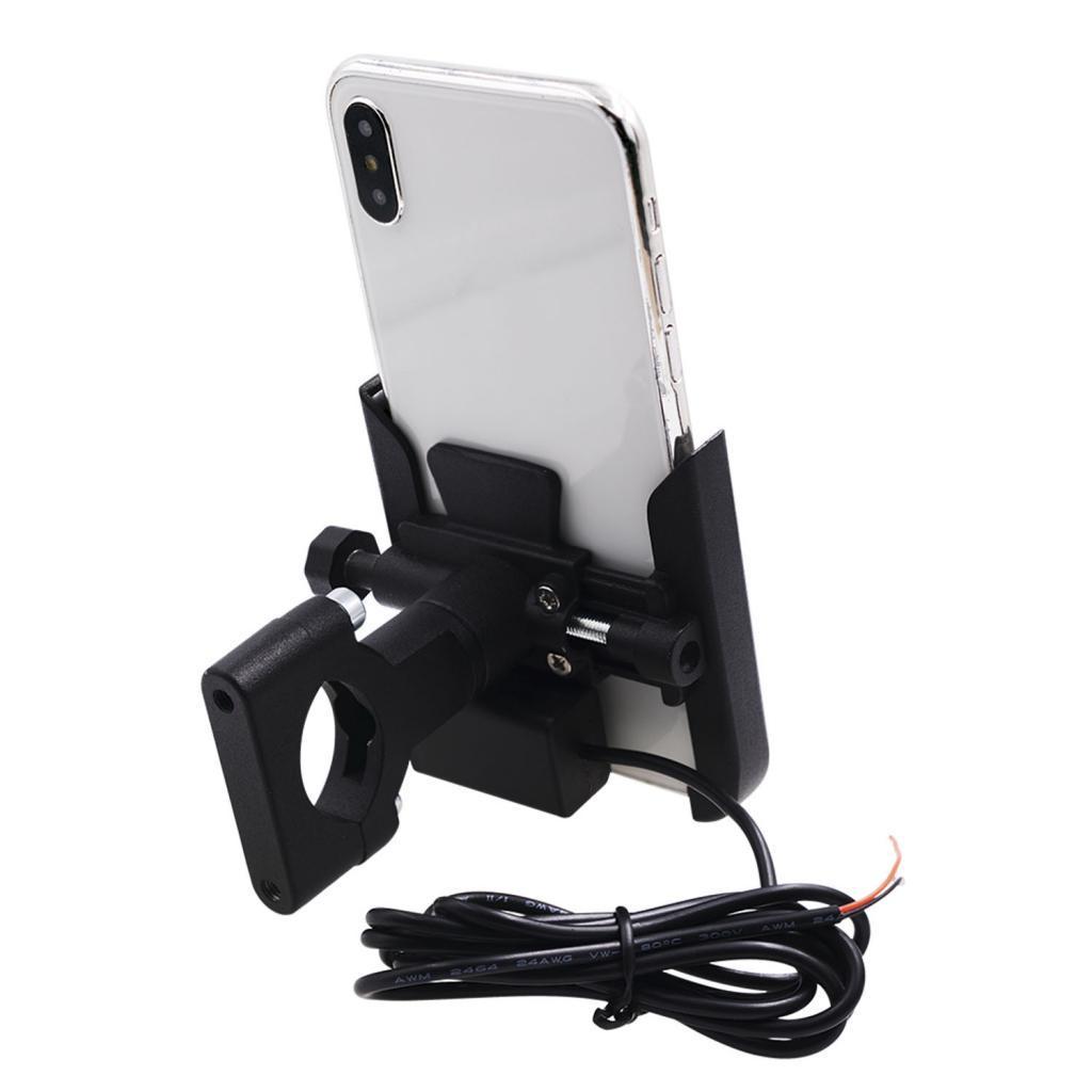 360° Universal Motorcycle Handlebar Cell Phone Mount USB Charger GPS Holder.