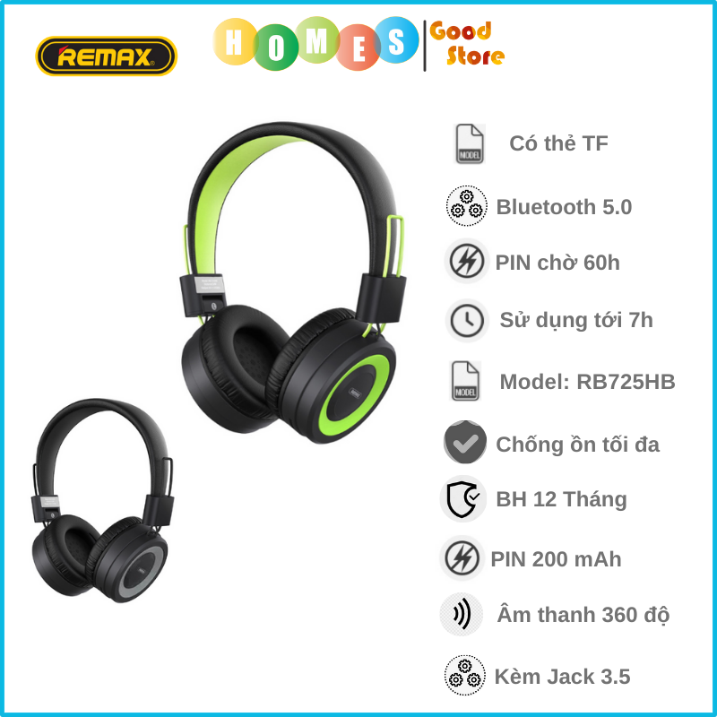 Tai Nghe Bluetooth &amp; Hỗ Trợ Jack 3.5 REMAX RB-725HB - Hàng Chính Hãng