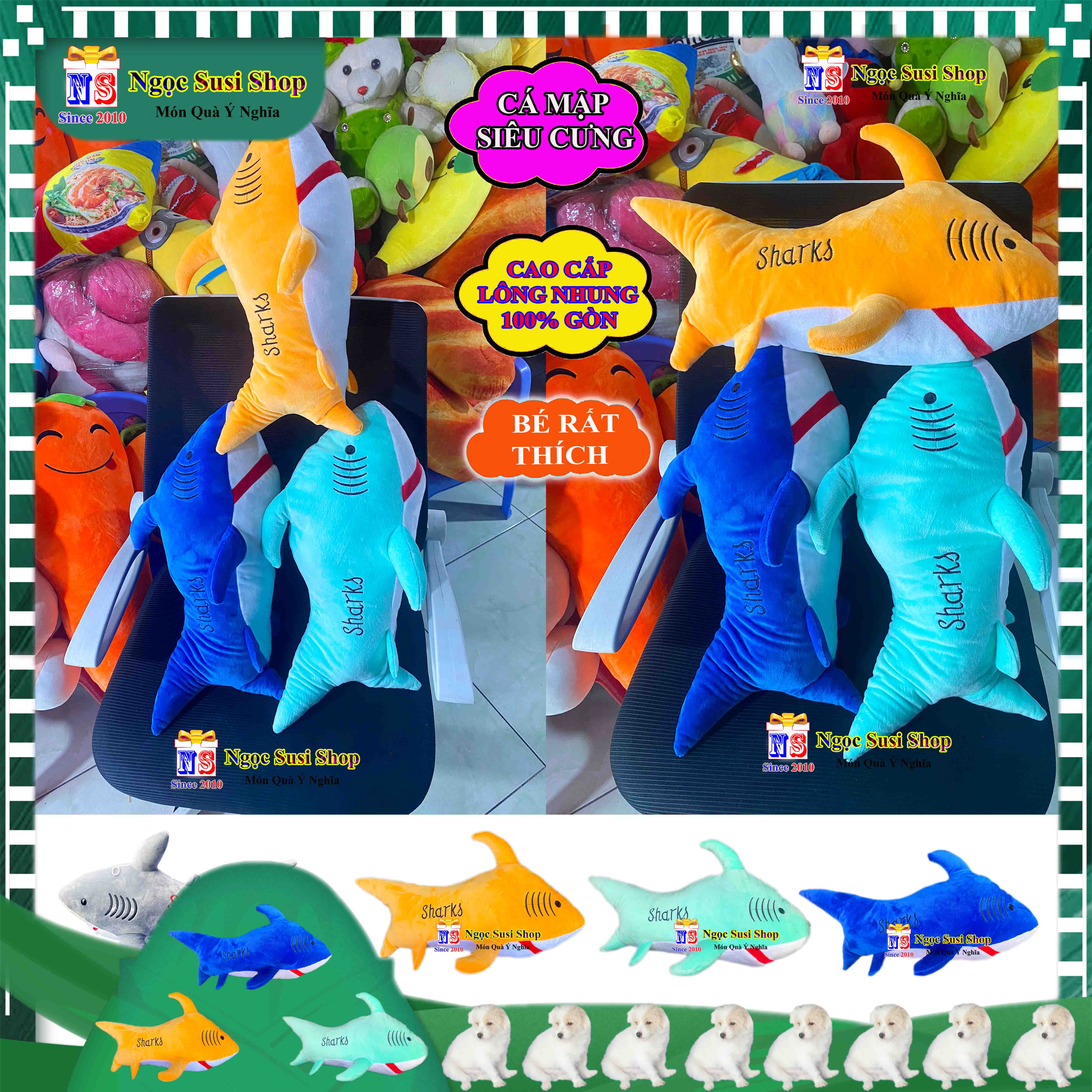 THÚ NHỒI BÔNG CÁ MẬP BABY SHARK SIZE 50CM CAO CẤP SIÊU MỀM MỊN CHO BÉ GIAO NGẪU NHIÊN MÀU