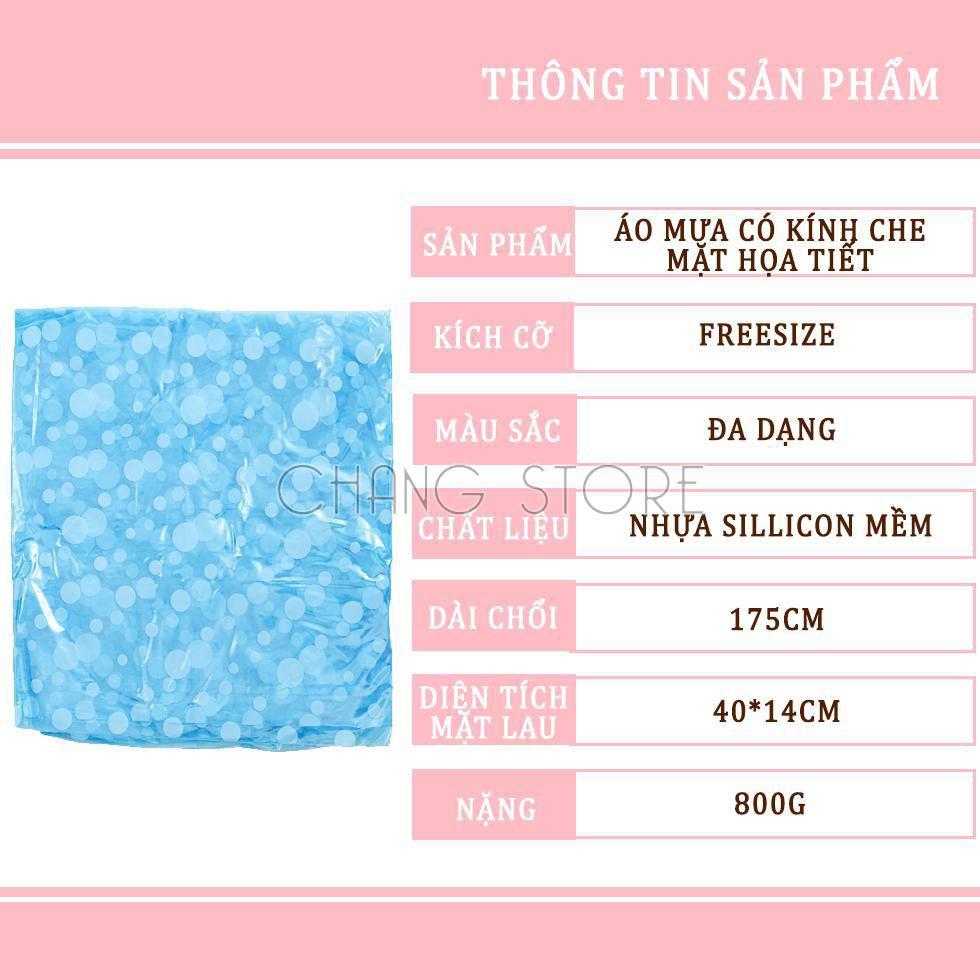 Áo Mưa Có Kính Che Mặt Freesize Họa Tiết Chấm Bi Xinh Xắn