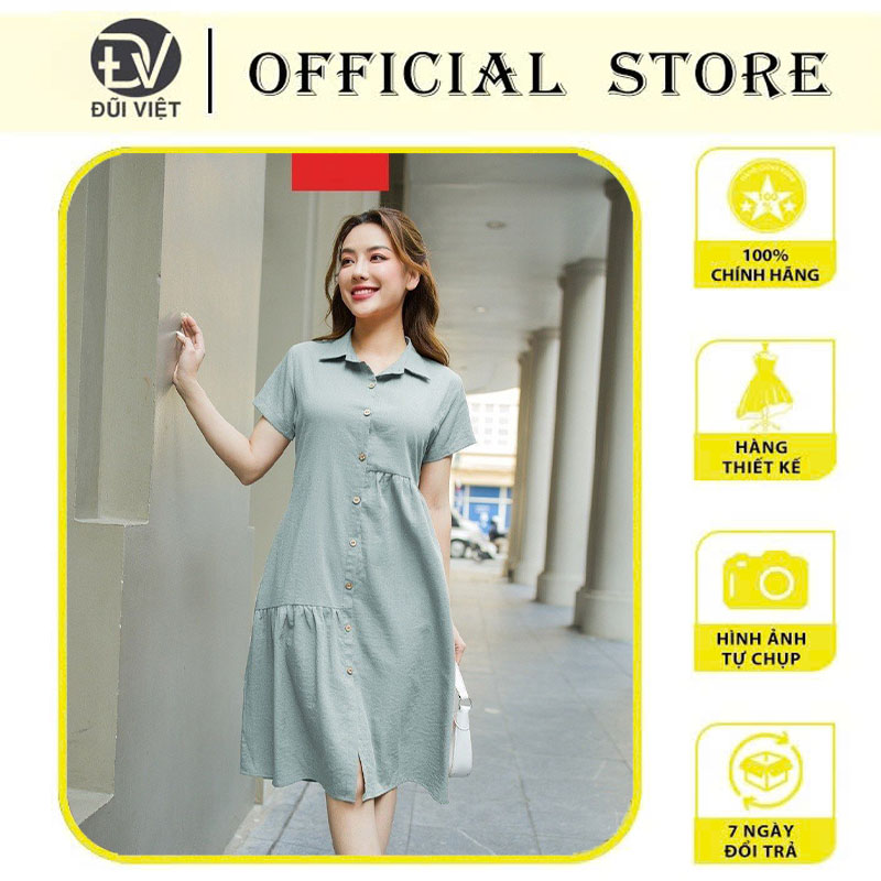 Váy Sơ Mi Dáng Dài Tay Cộc Cổ Bẻ Mẫu Hot 2023 Mẫu Basic Phù Hợp Với Mọi Lứa Tuổi Đũi Việt