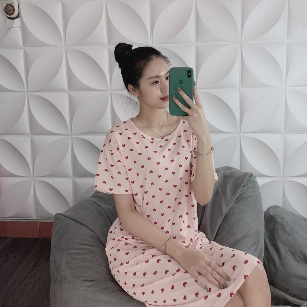 Váy ngủ ngắn tay họa tiết hoạt hình nhiều mẫu
