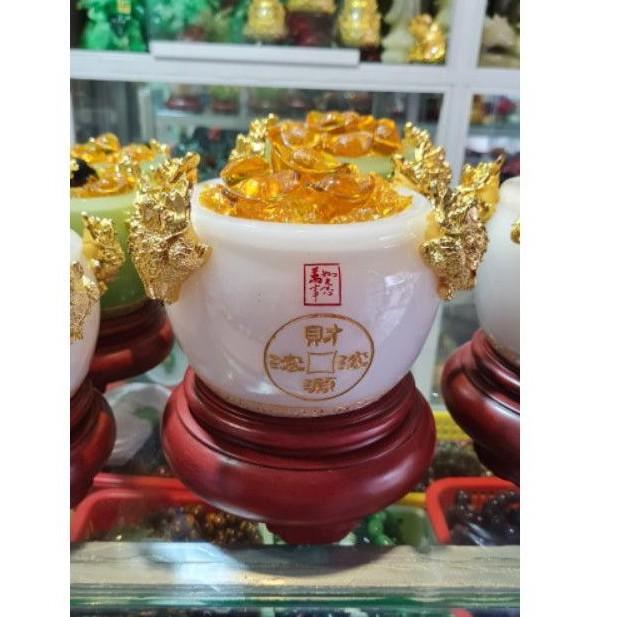 Bát Tụ Bảo Phong thuỷ Đá Ngọc Chiêu Tài Lộc, kích thước 12cm, 15cm Có đế đẹp