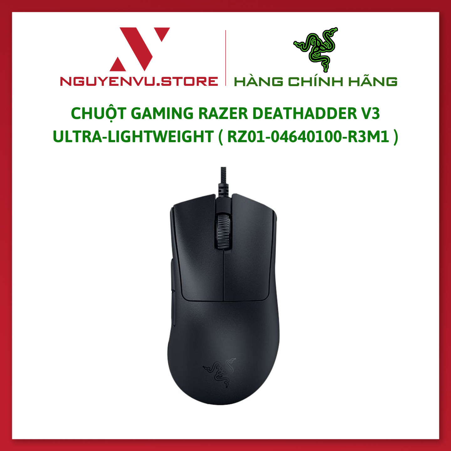 Chuột Gaming Razer DeathAdder V3 Ultra-lightweight ( RZ01-04640100-R3M1 ) - Hàng Chính Hãng