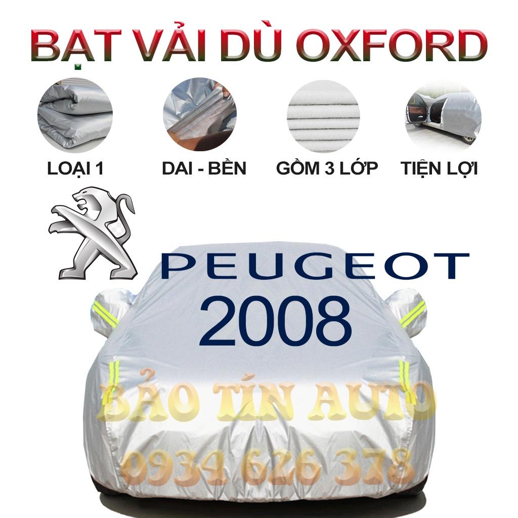 Bạt che kín bảo vệ xe ô tô PEUGEOT 2008 tráng bạc 3 lớp vải dù Oxford , bạt phủ trùm bảo vệ xe oto