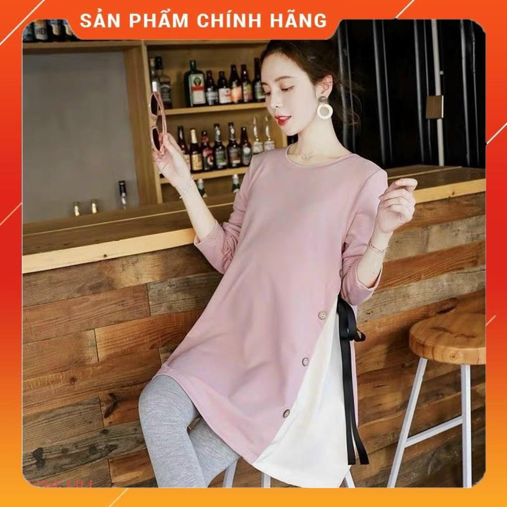 Áo Bầu Cotton Nhập Khẩu Sang Chảnh-Thiết Kế Đẹp Thời TrangHàng THU ĐÔNGCÓ NƠ Điệu Đà️free size 43~68kg