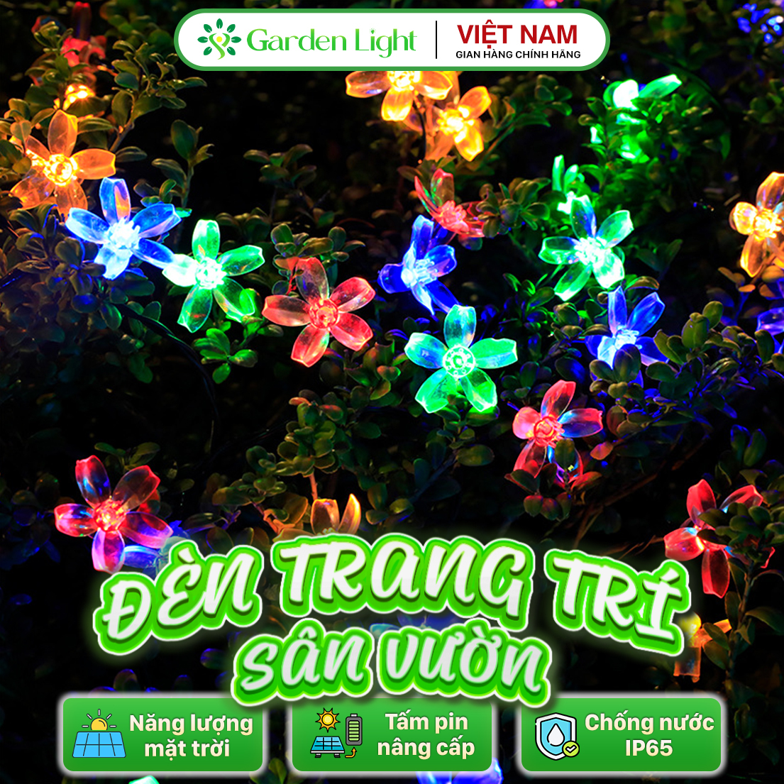 Đèn trang trí năng lượng mặt trời Hình bông hoa, tích kiệm điện, bóng siêu sáng, chống thấm nước - DA3128