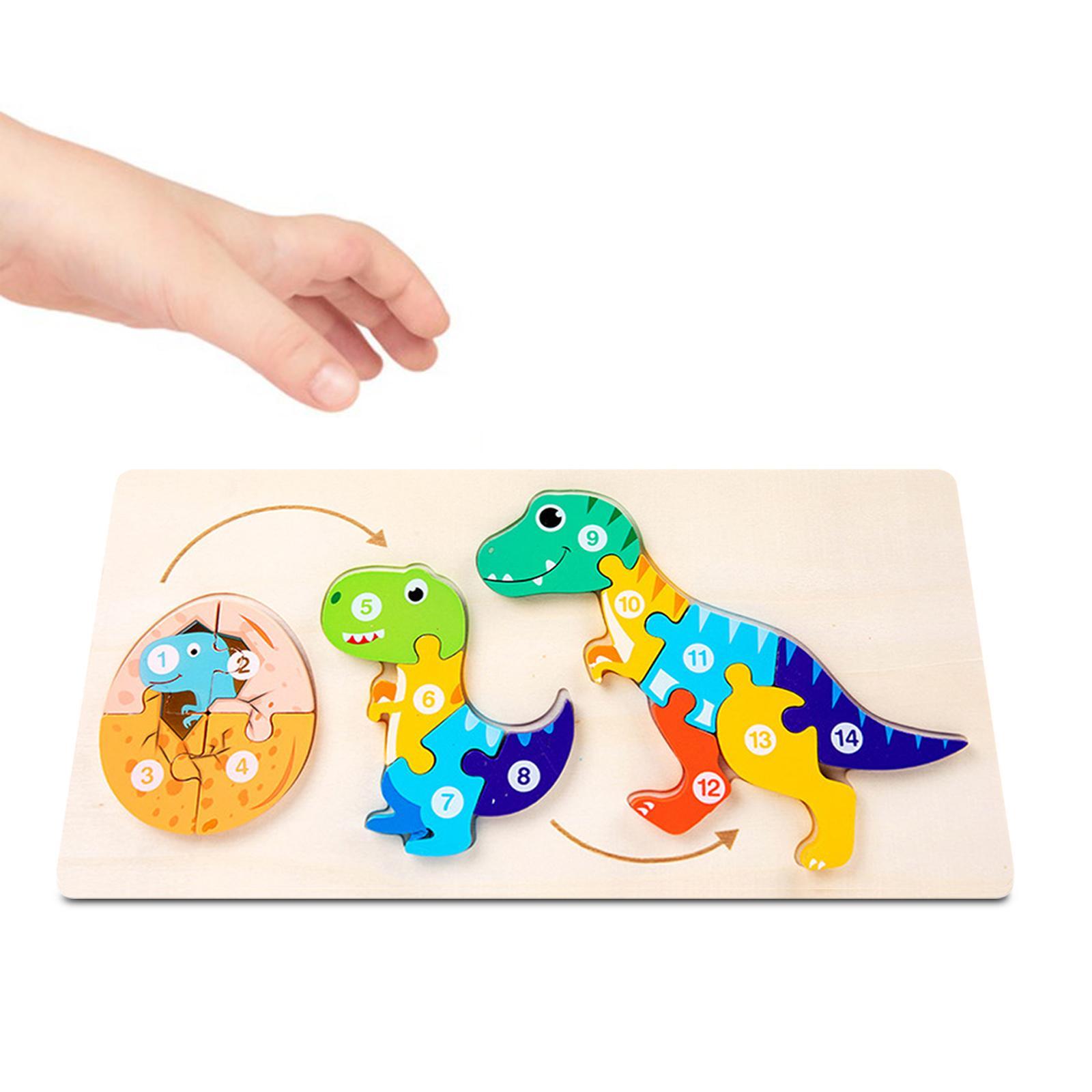 Animals Colorful wooden Cartoon Animal Shape Jigsaw Montessori Toy for Toddler