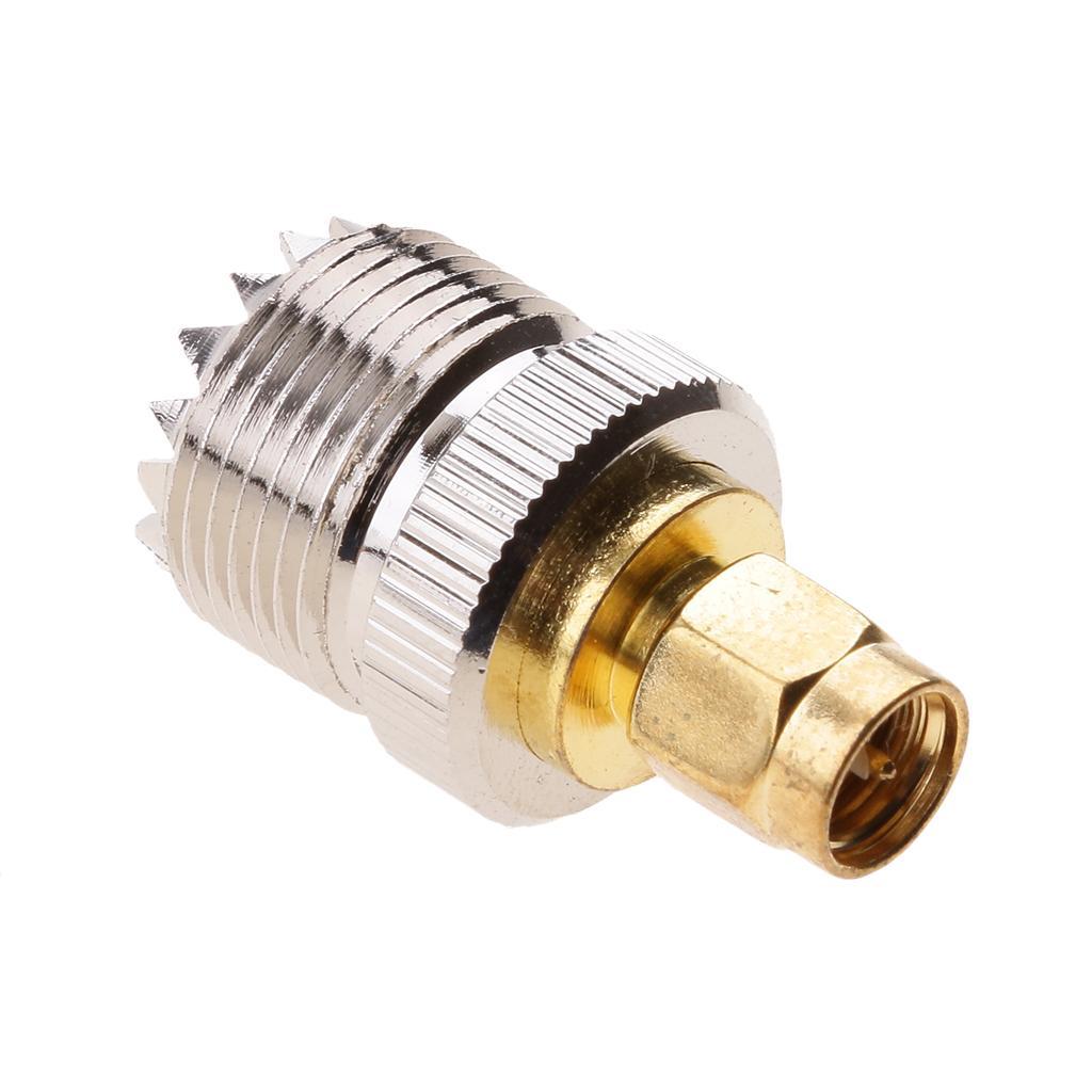 2X UHF SO-239 SO239 Female to SMA Gold Male Connector Coaxial Connector Adapter