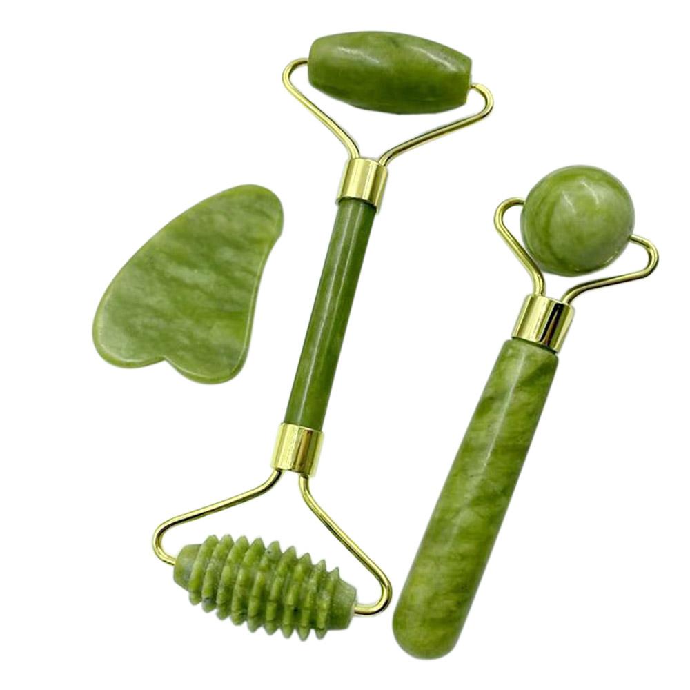 Bộ Đá Ngọc Bích Jade Roll & Gua Sha Scrapers Để Chăm Sóc Da Mặt, Lăn Làm Đẹp Da Mặt, Chống Lão Hóa Mặt, Mắt, Cổ