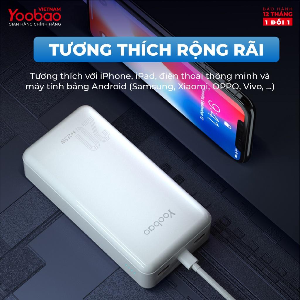 Pin sạc dự phòng 20000mAh D20Q Yoobao PD 20 Sạc nhanh công suất 22,5W- Dùng cho Iphone 11,12, Huawei - Hàng chính hãng