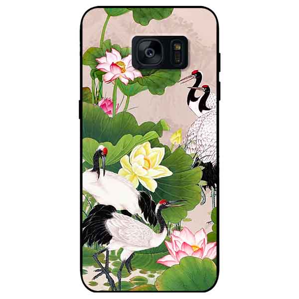 Ốp lưng in cho Samsung S7 Edge Mẫu Sen Và Hạc