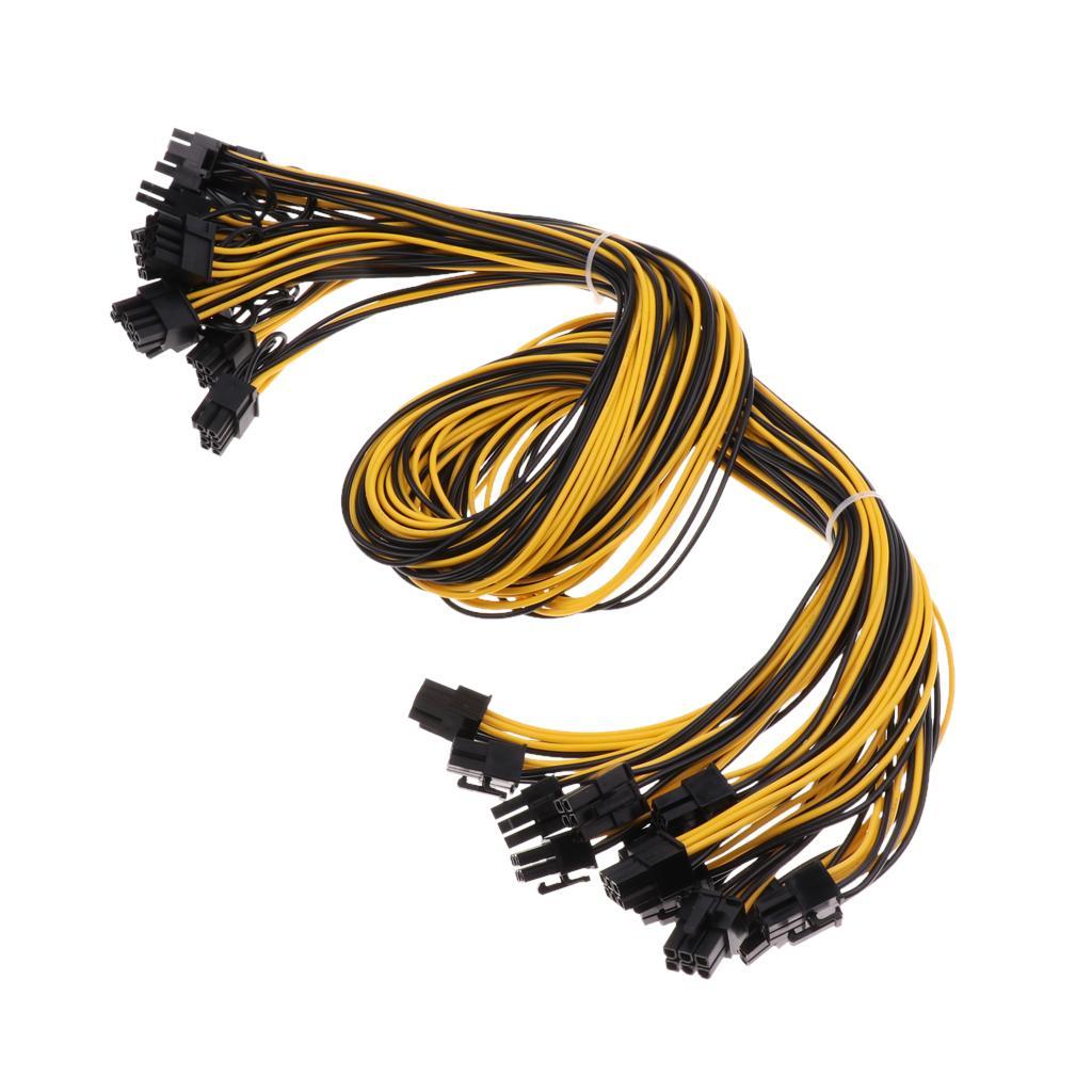12Pack 6Pin PCI to 6+2Pin Male to Male PCI-E Cable for  Power Supply