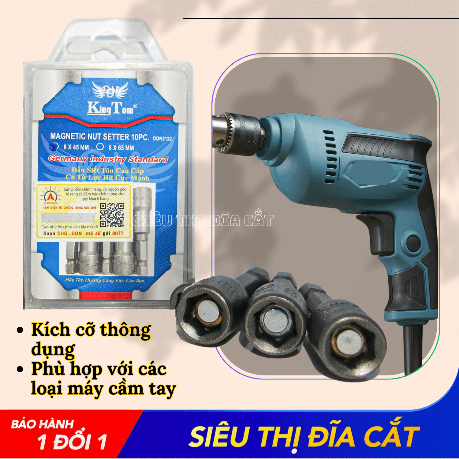 Mũi Siết Tôn KingTom 8x45mm - Ngắn - 10 Mũi