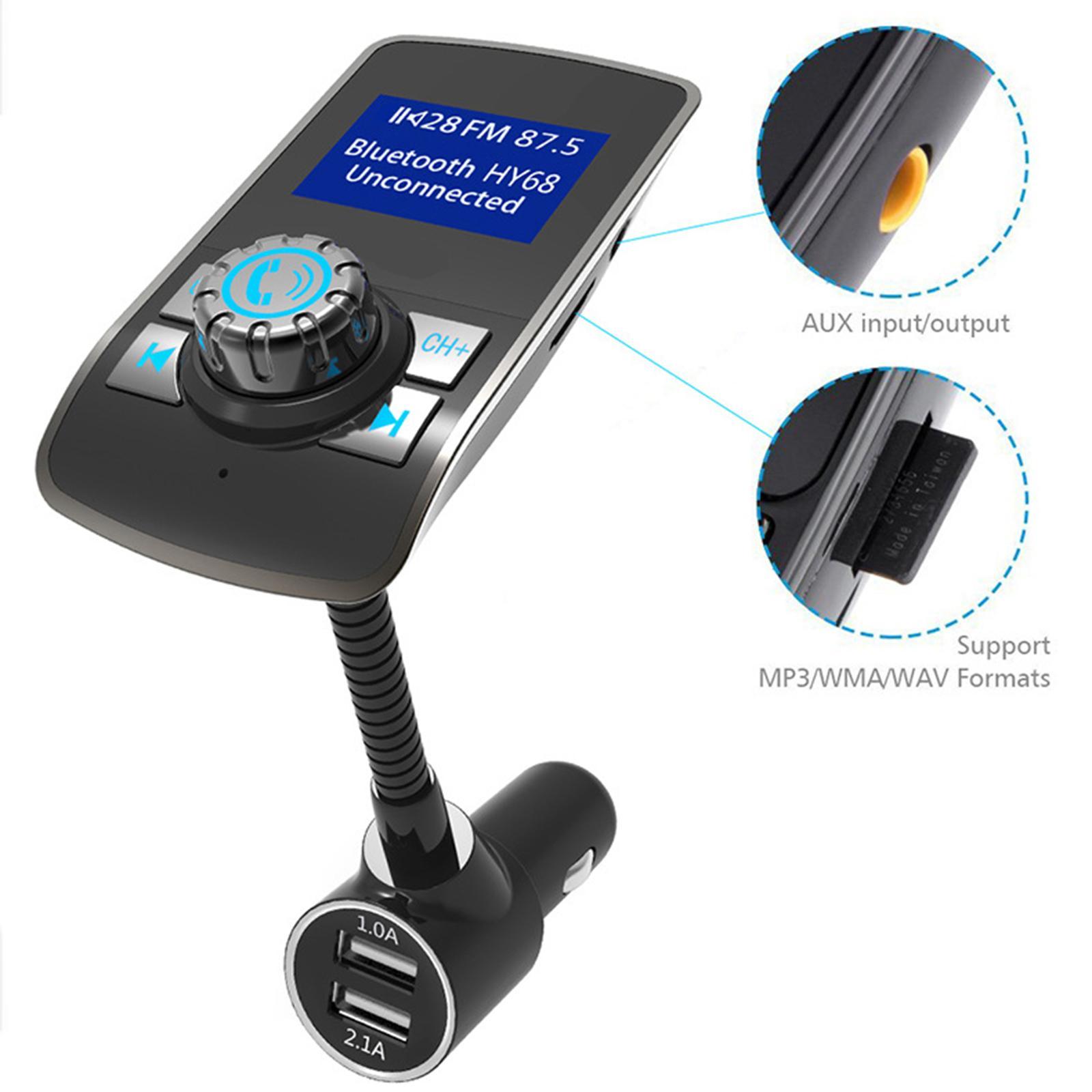LCD FM Transmitter Car MP3 Player Support TF Card for Phone w/Mic AUX Port