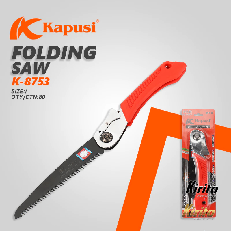 Cưa gỗ cầm tay đa năng gấp gọn Nhật Kapusi, thép SK5 siêu sắc, cưa cành cán xếp, gấp gọn an toàn