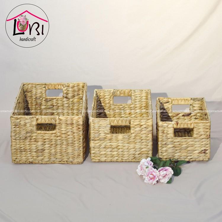 Sọt đựng đồ lục bình hình chữ nhật bộ 3 - xinh xắn