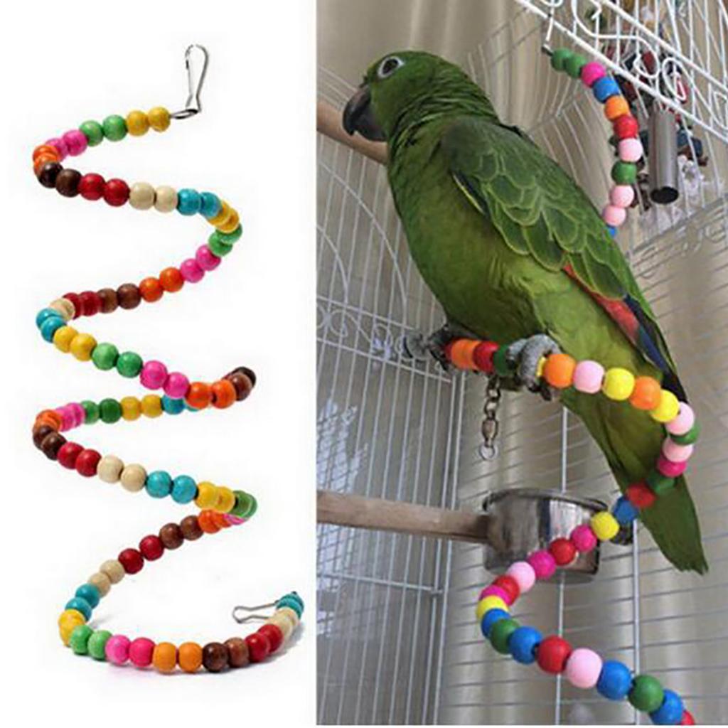 Wood Pet Swing Bird Toy Parrot Cage Hanging Toys for Parakeet Cockatiel