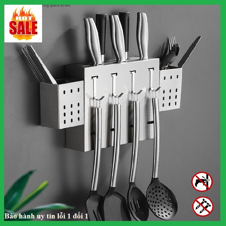 Kệ treo dao đũa thìa nhà bếp full inox cao cấp - Kệ để dao đũa muỗm dán tường full inox - kệ treo đồ nhà bếp inox cao cấp