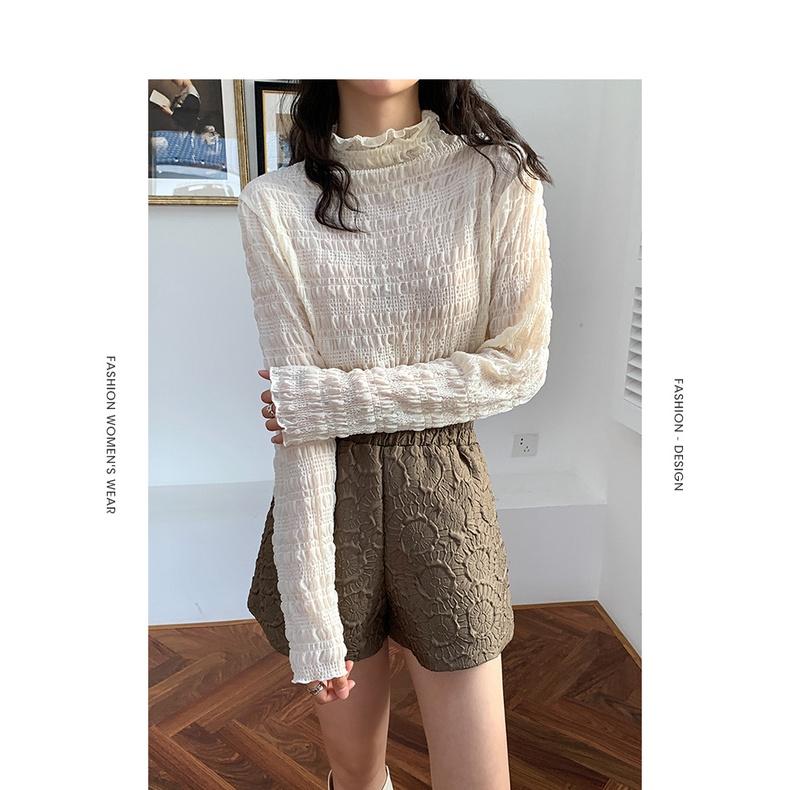 Quần Short Đùi Nữ Dập Nổi 3D Xốp Phồng CHIPY Cao Cấp Short Ống Rộng Sọt Lưng Thun Cạp Cao Sooc Ngắn Unisex Trắng Đen Xám