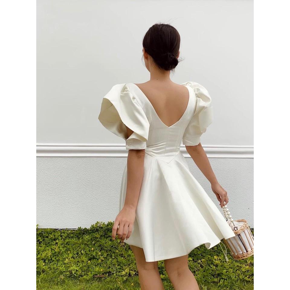 Đầm Cổ Chéo Tay Phồng Khoét Dimi Dress Siêu Xinh - YUME Y0665