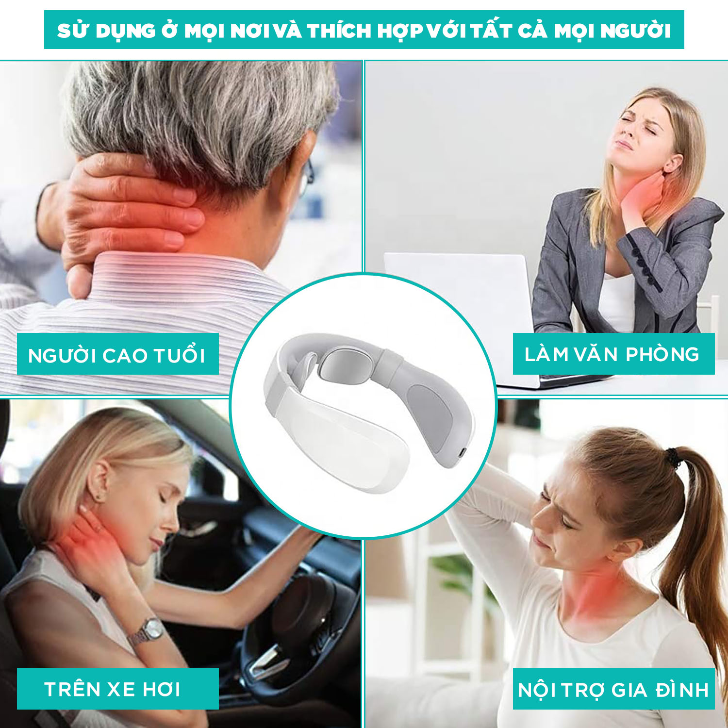 Máy Massage Cổ Vai Gáy Chuyên Sâu KINGTECH - Sử Dụng Xung Điện Kết Hợp Nhiệt Trị Liệu - Quà Tặng Cao Cấp - Chính Hãng