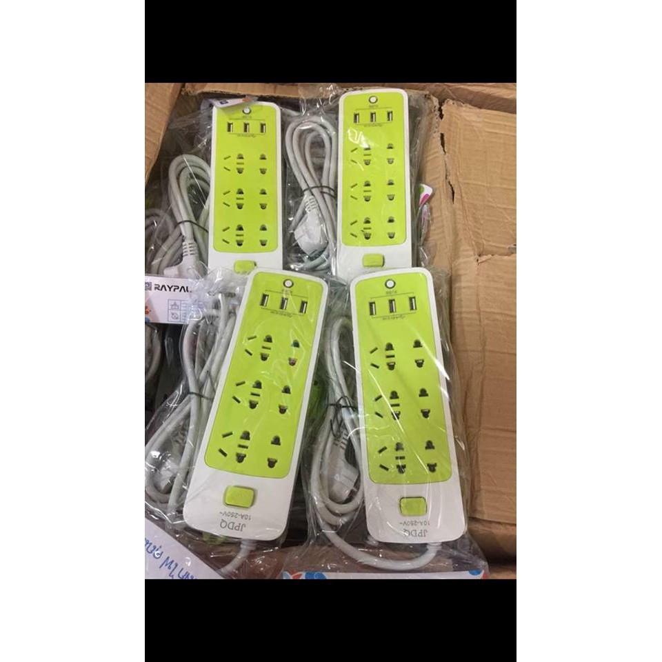 Ổ Cắm Điện Chống Giật Đa Năng Tích Hợp 3 Cổng Usb - 6 Lỗ Tiện Lợi