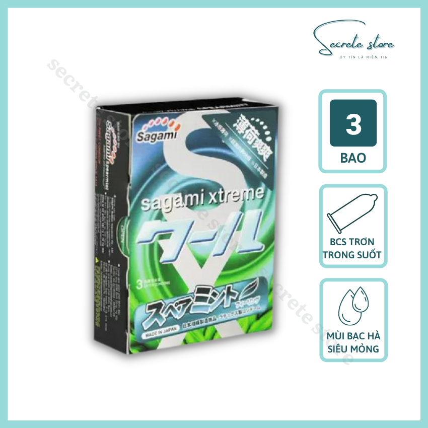 Bao cao su Sagami Xtreme Spearmint - thương hiệu Nhật Bản hương Bạc Hà, kiểu truyền thống