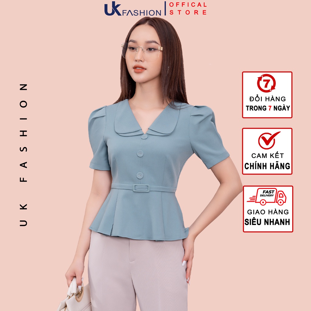 Áo Sơ Mi Peplum Nữ Công Sở UK Fashion Thiết Kế Cổ Kép Lịch Lãm, Chất Vải Mát, Co Giãn Nhẹ Và Mềm Mịn NKFSM2202017