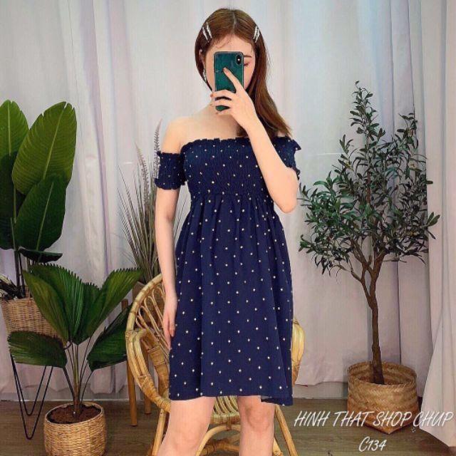 Đầm nhún trễ vai