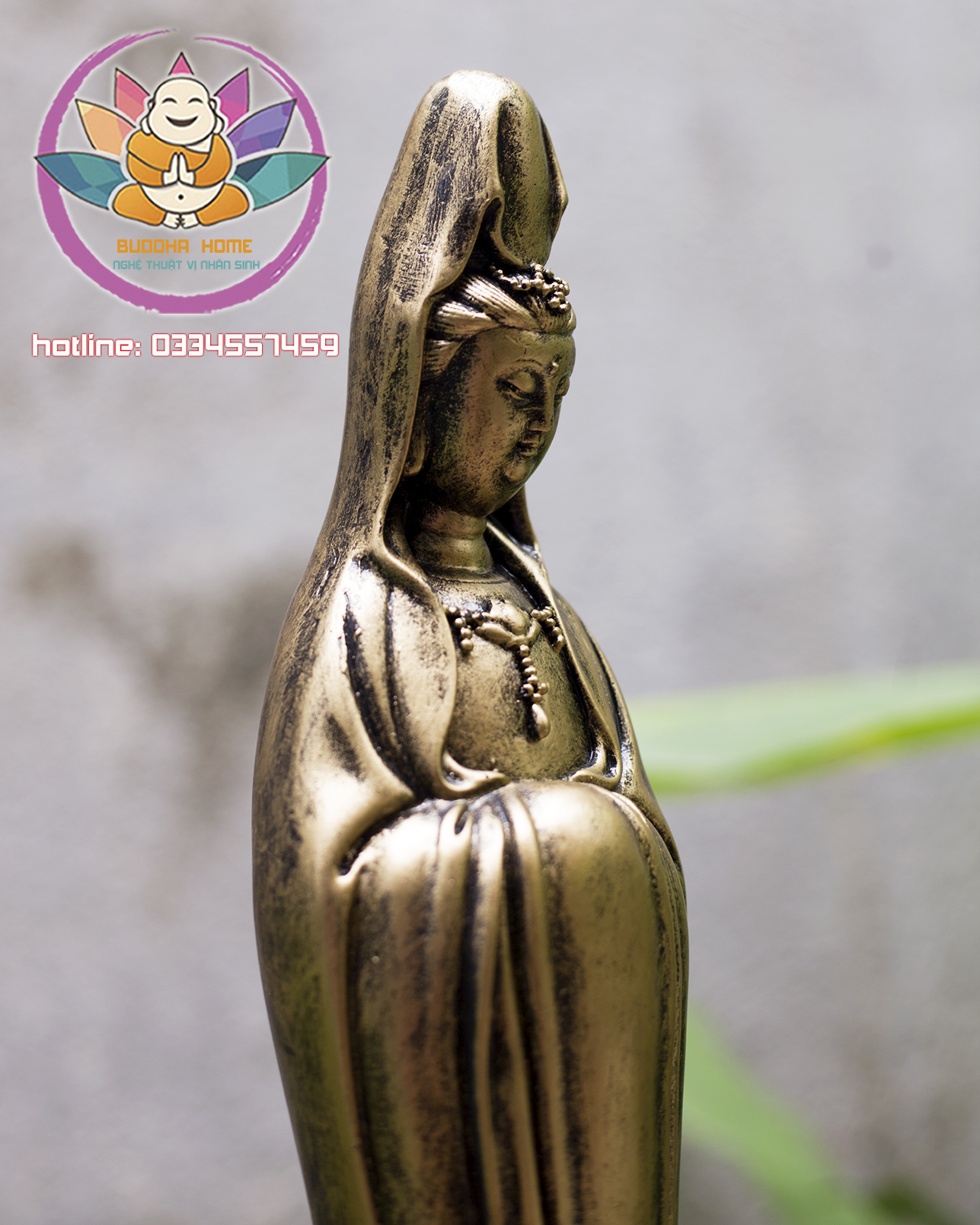 Tượng Mẹ Quan Âm cao 39.5 cm màu đồng cổ trang trí nội thất nhà cửa- phong thủy- thờ cúng