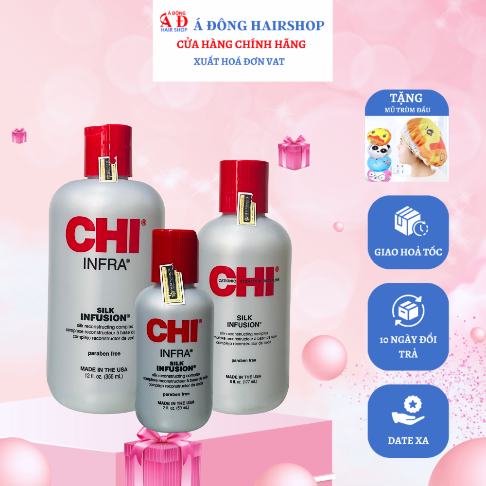 [+Tặng mũ trùm] Tinh dầu dưỡng tóc CHI Silk Infusion Silk Rescontructing Complex 355ml