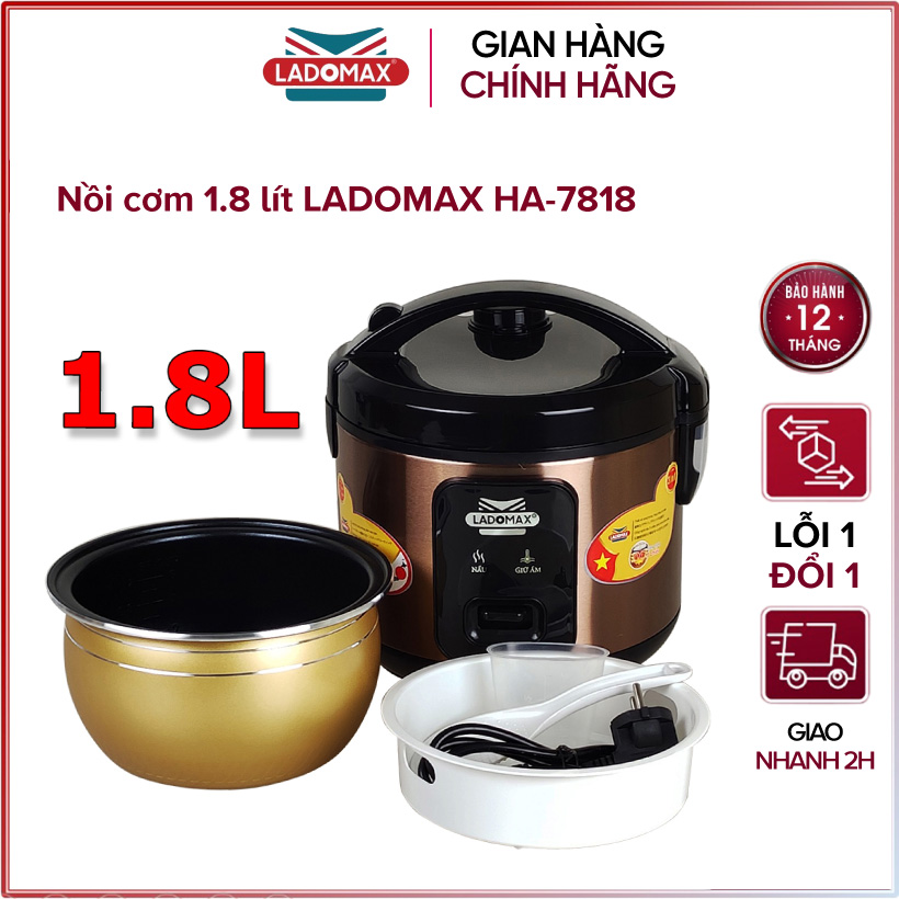 Nồi cơm điện nắp gài 1.8 lít Ladomax HA-7818 - Hàng chính hãng