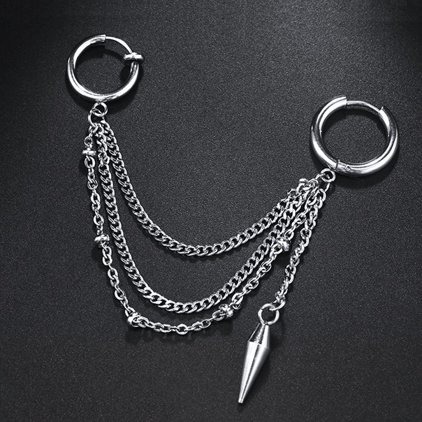 Bông tai khuyên tai idol chuỗi sợi mắt xích mix mũi nhọn style Unisex Hàn Quốc