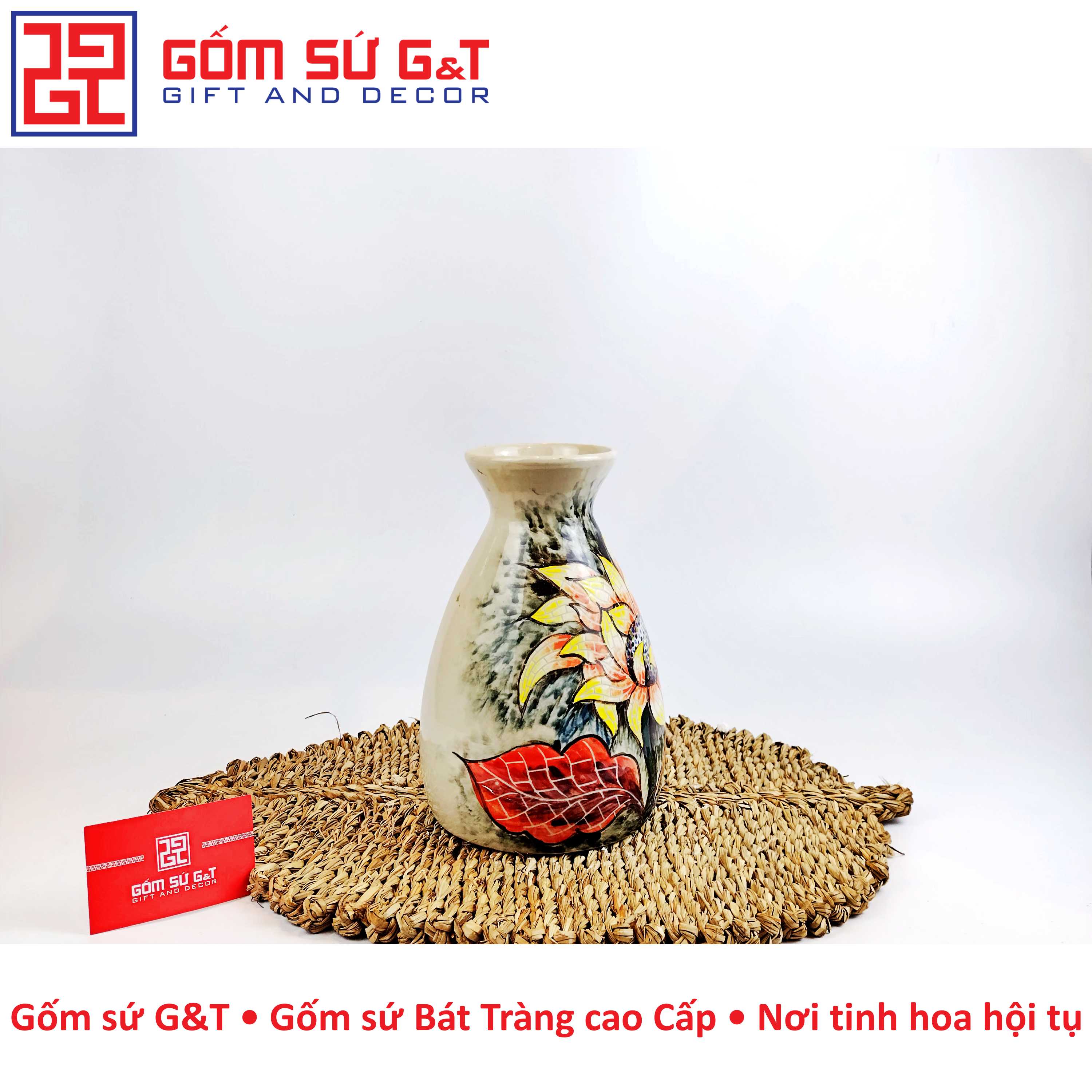 Lọ hoa dáng đầm vẽ hoa hướng dương Gốm Sứ G&T