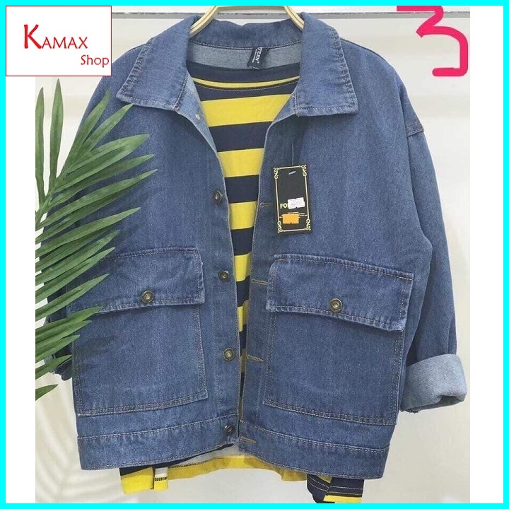 Áo khoác bò nữ, Áo khoác jeans nữ màu xanh KM8912