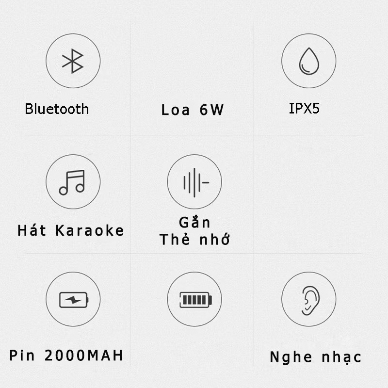 Micro karaoke kèm Loa bluetooth nhập khẩu cao Cấp Cắm thẻ nhớ 3 trong 1 Hàng chính hãng