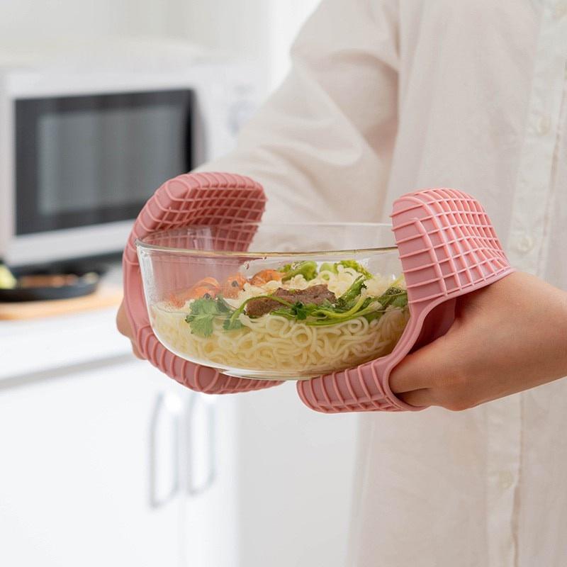 1pc Kitchen Baking Silica Gel Heat Insulation Clip Anti Scalding Non Slip Gloves Household Bowl Oven Microwave Oven Gloves